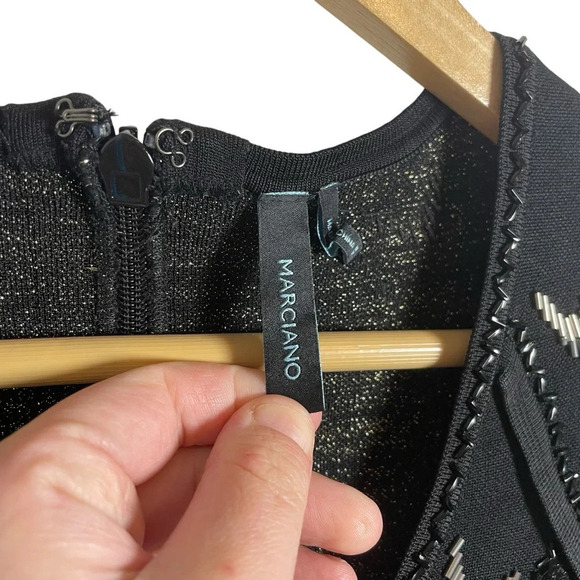 NWOT Marciano Tessa Beaded Embellished Bandage Dress in Black/Metallic Size XS - Picture 13 of 17